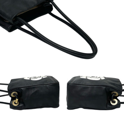 Chanel Tote Bag Lambskin Black Camellia Logo Women