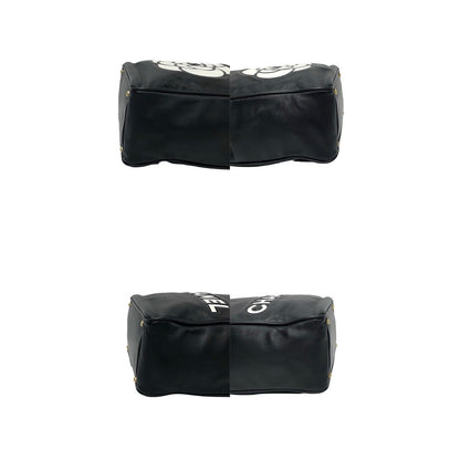 Chanel Tote Bag Lambskin Black Camellia Logo Women