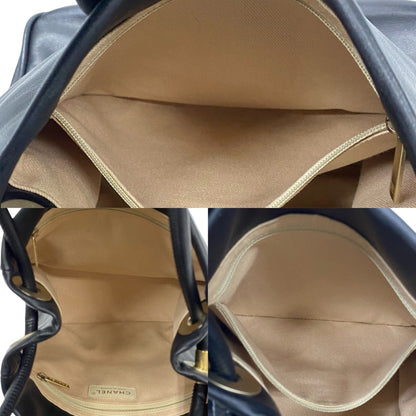 Chanel Tote Bag Lambskin Black Camellia Logo Women