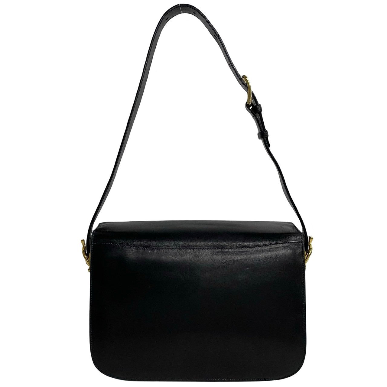 Celine Shoulder Bag Leather Black Logo Carriage Metal Women(Unisex)