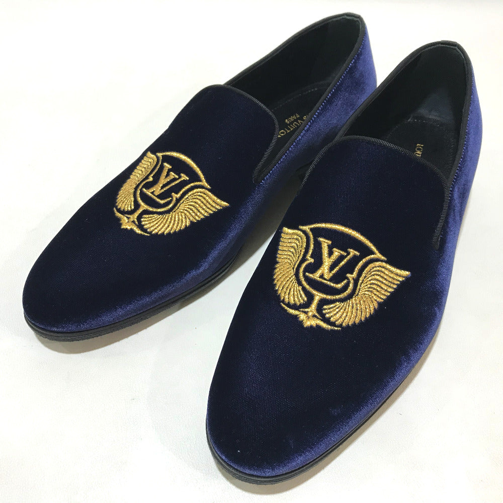 Louis Vuitton Dress Shoes 1A32Rs Velvet Navy Business Shoes Auteuil Line Mens 6M