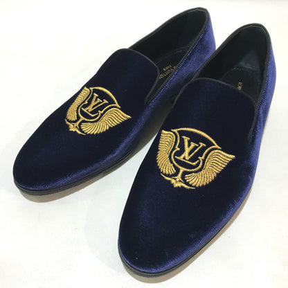 Louis Vuitton Dress Shoes 1A32Rs Velvet Navy Business Shoes Auteuil Line Mens 6M