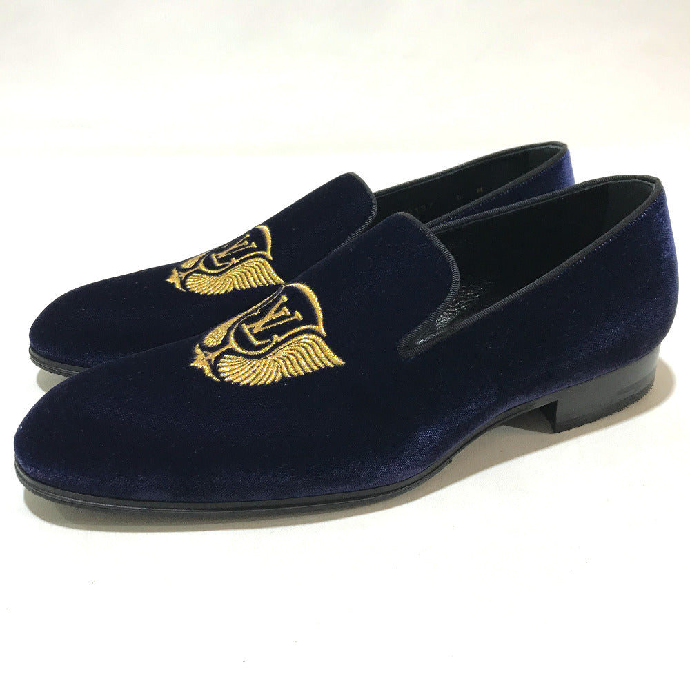 Louis Vuitton Dress Shoes 1A32Rs Velvet Navy Business Shoes Auteuil Line Mens 6M