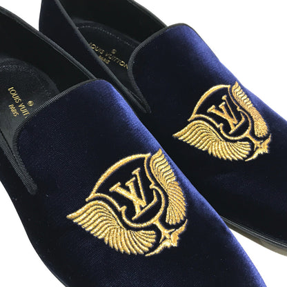Louis Vuitton Dress Shoes 1A32Rs Velvet Navy Business Shoes Auteuil Line Mens 6M