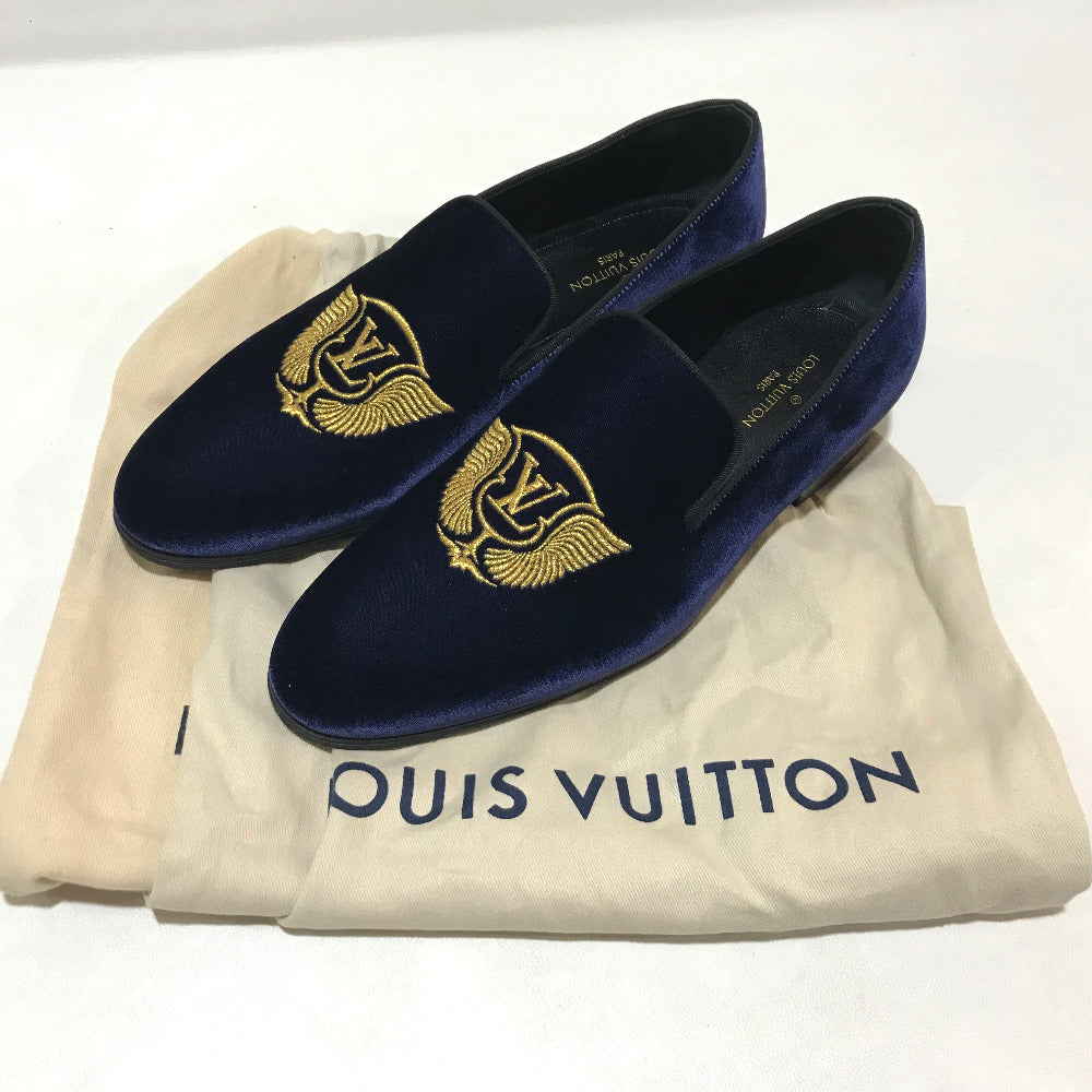 Louis Vuitton Dress Shoes 1A32Rs Velvet Navy Business Shoes Auteuil Line Mens 6M