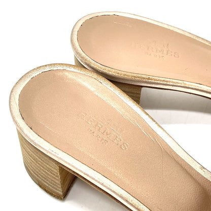 Hermes Sandals Leather Beige Type H Motif Oasis Oasis Women 36.5