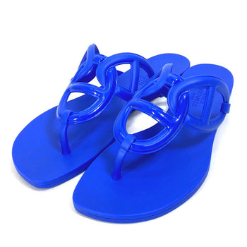 Hermes Sandals Rubber Blue Flat Thong Shoes Chene Dunkle Egeri Women 36