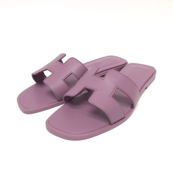 Hermes Sandals Leather Purple Oran Women 36