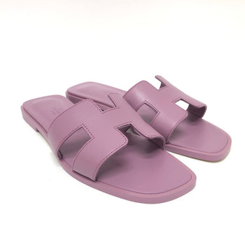 Hermes Sandals Leather Purple Oran Women 36