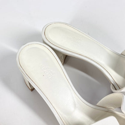 Hermes Sandals Leather White Oasis With Studs 37
