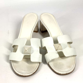 Hermes Sandals Leather White Oasis With Studs 37