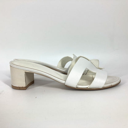 Hermes Sandals Leather White Oasis With Studs 37