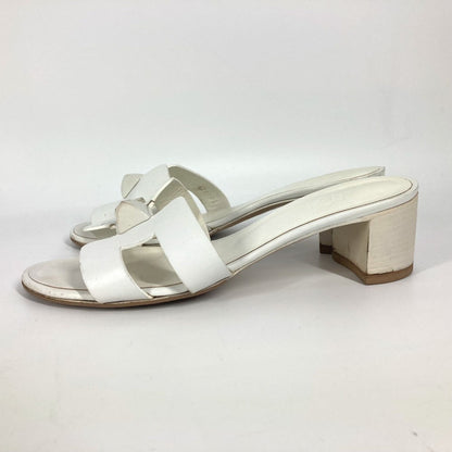 Hermes Sandals Leather White Oasis With Studs 37