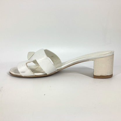 Hermes Sandals Leather White Oasis With Studs 37