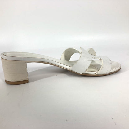 Hermes Sandals Leather White Oasis With Studs 37