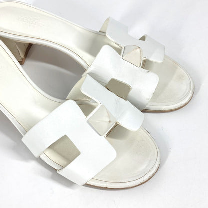Hermes Sandals Leather White Oasis With Studs 37