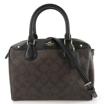 Coach Handbag F58312 Leather, Pvc Black Signature Mini Bennett Satchel Women