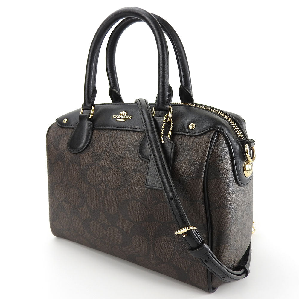 Coach Handbag F58312 Leather, Pvc Black Signature Mini Bennett Satchel Women