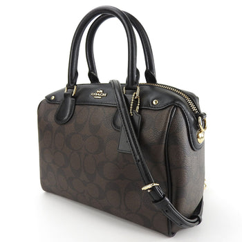 Coach Handbag F58312 Leather, Pvc Black Signature Mini Bennett Satchel Women