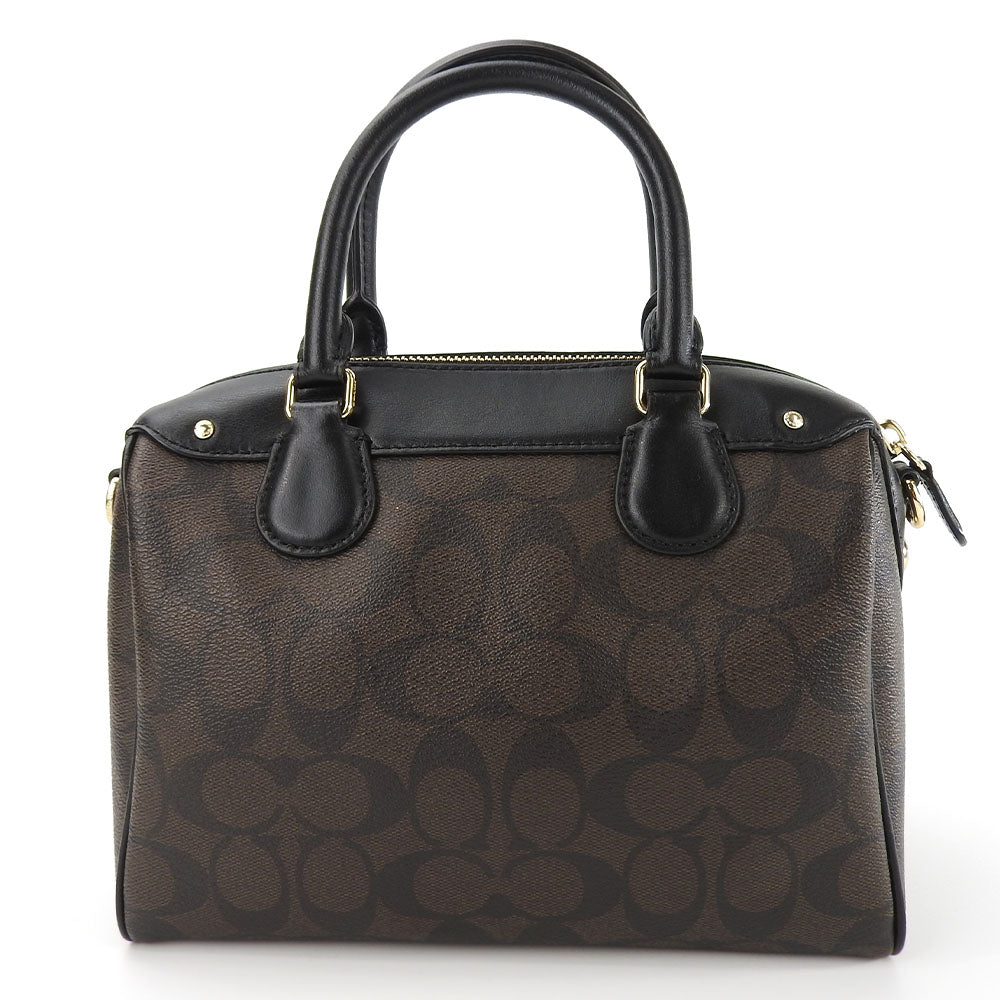 Coach Handbag F58312 Leather, Pvc Black Signature Mini Bennett Satchel Women