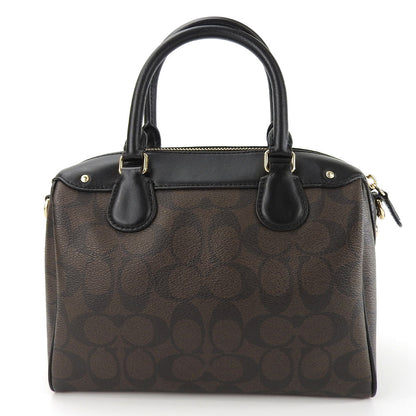 Coach Handbag F58312 Leather, Pvc Black Signature Mini Bennett Satchel Women