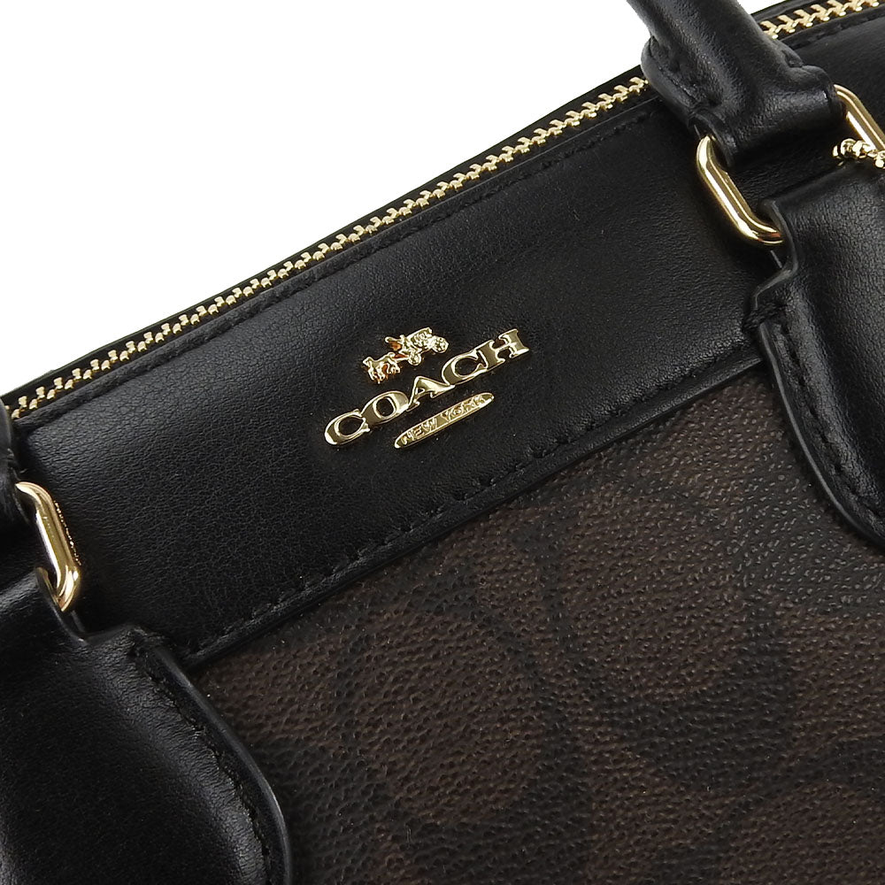 Coach Handbag F58312 Leather, Pvc Black Signature Mini Bennett Satchel Women
