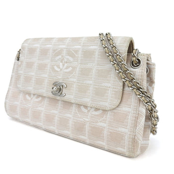 Chanel Shoulder Bag Nylon Beige New Travel Line Women