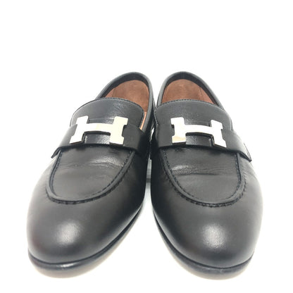 Hermes Leather Shoes Af201199Z Leather Black Moccasin H Logo Constance 34