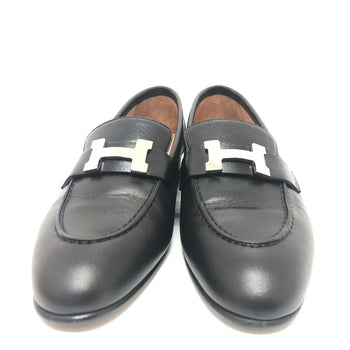 Hermes Leather Shoes Af201199Z Leather Black Moccasin H Logo Constance 34