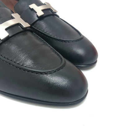 Hermes Loafers Black Moccasin H Logo Constance Women 35