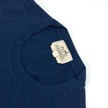 Hermes Short Sleeve T-Shirt Cotton Navy Pocket Mens S