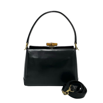 Gucci Shoulder Bag Calfskin, Leather Black Bamboo Women