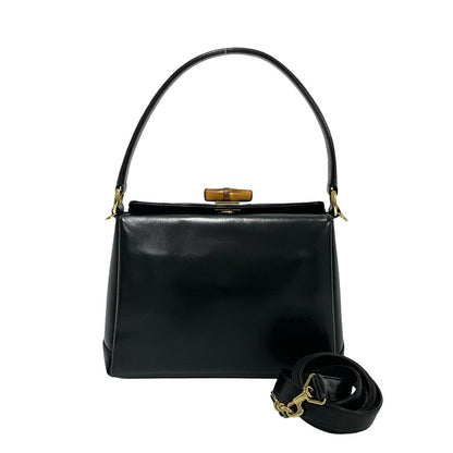 Gucci Shoulder Bag Calfskin, Leather Black Bamboo Women