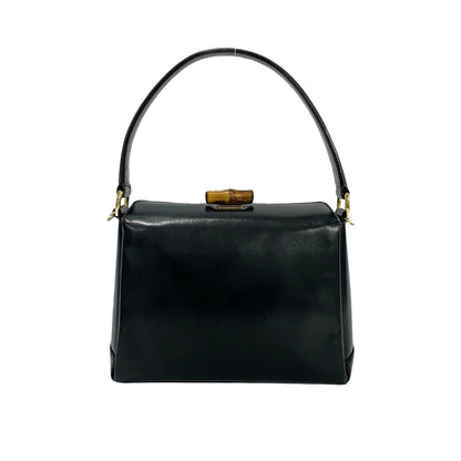 Gucci Shoulder Bag Calfskin, Leather Black Bamboo Women