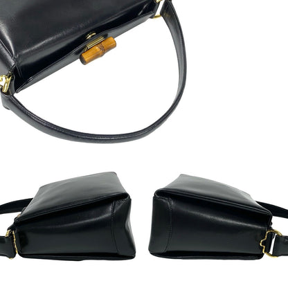 Gucci Shoulder Bag Calfskin, Leather Black Bamboo Women