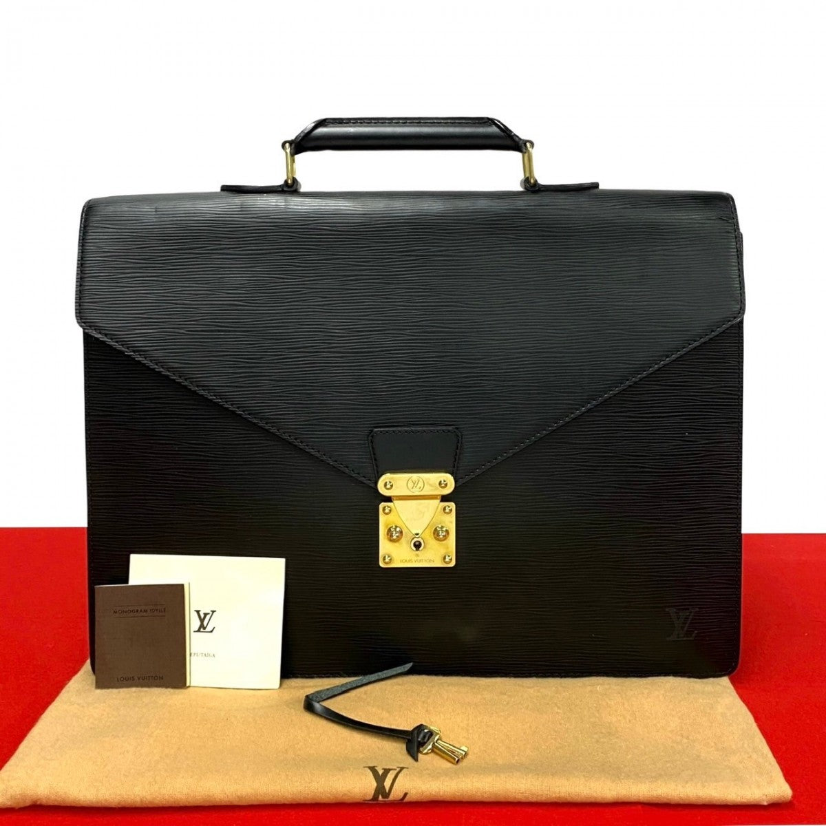 Louis Vuitton Business Bag M54412 Leather Black Epi Serviette Ambassador Mens