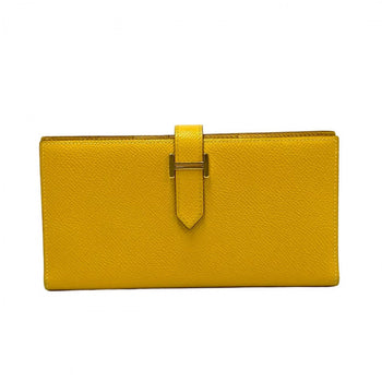 Hermes Long Wallet Purse Epsom Yellow Beansufla Women