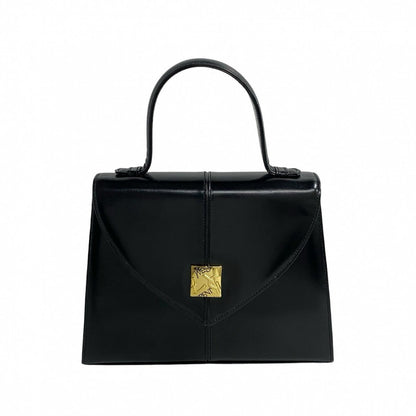 Yves Saint Laurent Handbag Leather Black Ysl Logo Metal Women