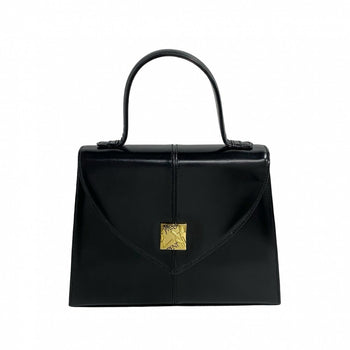Yves Saint Laurent Handbag Leather Black Ysl Logo Metal Women