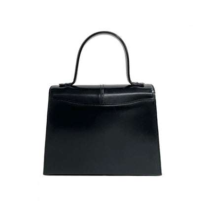 Yves Saint Laurent Handbag Leather Black Ysl Logo Metal Women