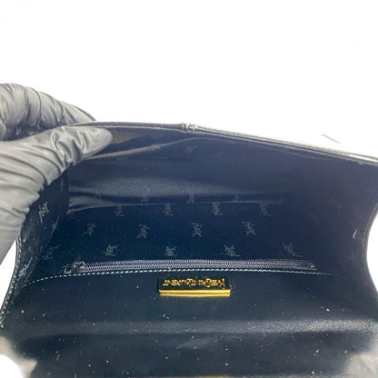Yves Saint Laurent Handbag Leather Black Ysl Logo Metal Women