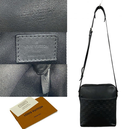 Louis Vuitton Shoulder Bag N23355 Damier Anfini Leather Black Messenger Bag Pochette District