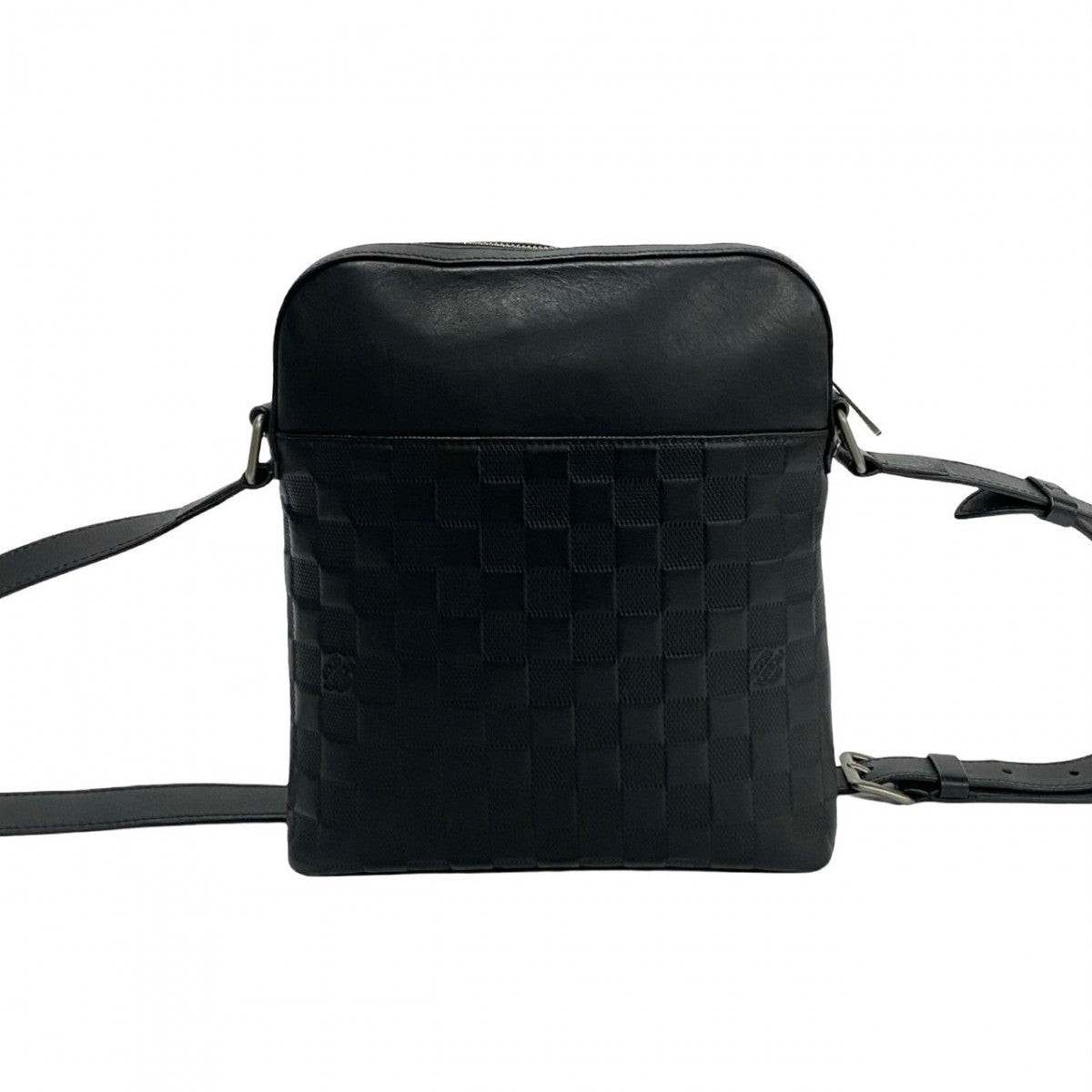 Louis Vuitton Shoulder Bag N23355 Damier Anfini Leather Black Messenger Bag Pochette District