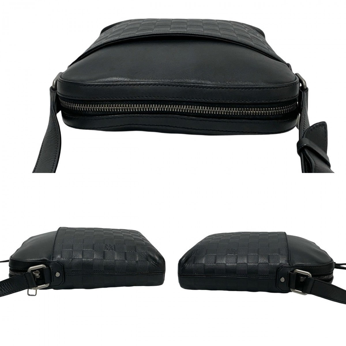 Louis Vuitton Shoulder Bag N23355 Damier Anfini Leather Black Messenger Bag Pochette District