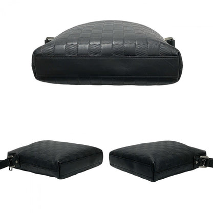 Louis Vuitton Shoulder Bag N23355 Damier Anfini Leather Black Messenger Bag Pochette District