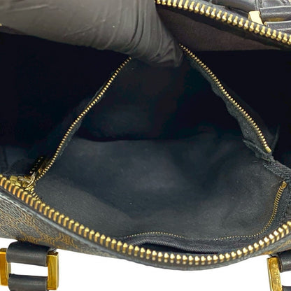 Celine Handbag Leather, Pvc Black Macadam Blason Triomphe Pattern Women