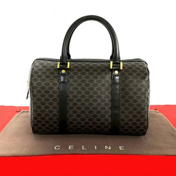 Celine Handbag Leather, Pvc Black Macadam Blason Triomphe Pattern Women
