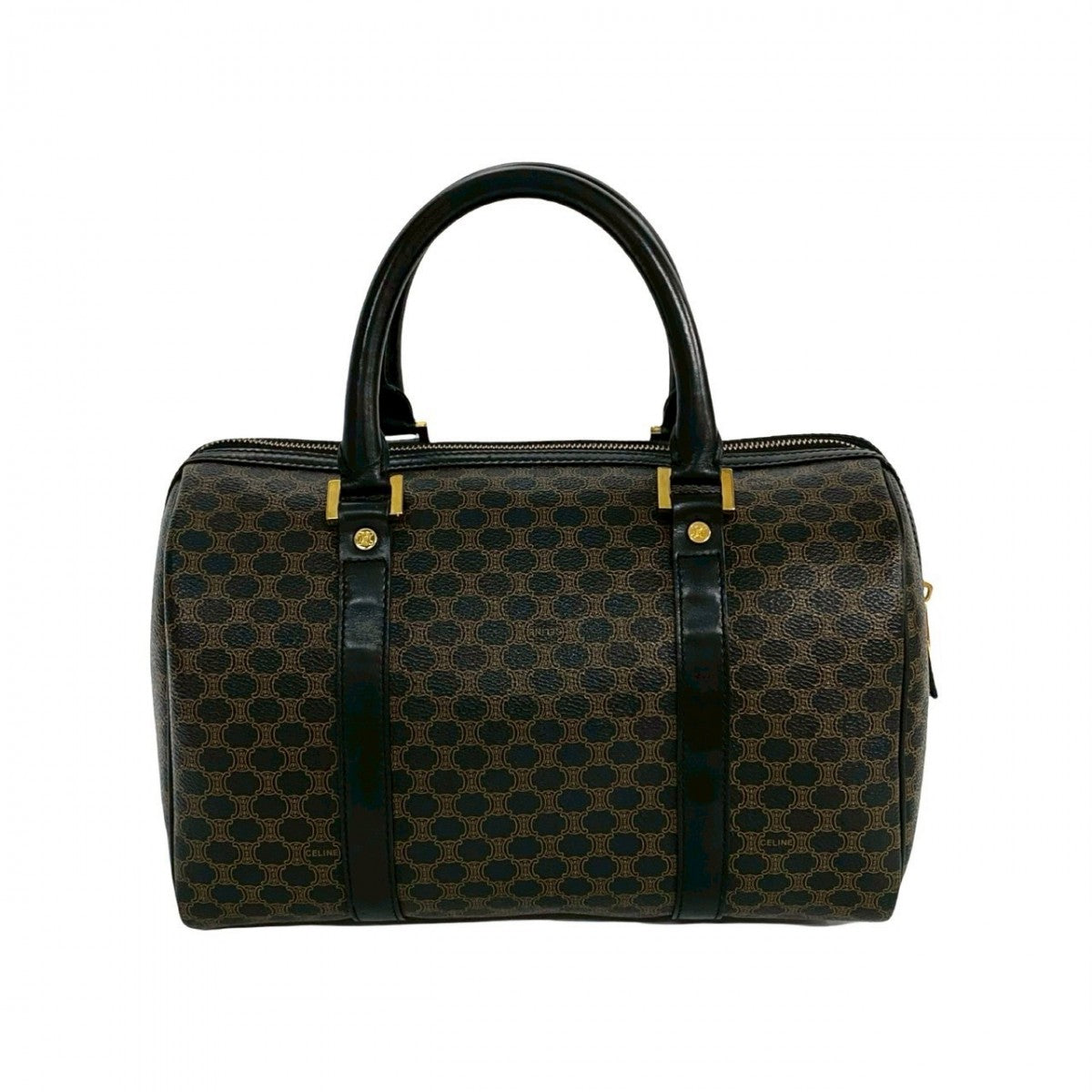 Celine Handbag Leather, Pvc Black Macadam Blason Triomphe Pattern Women
