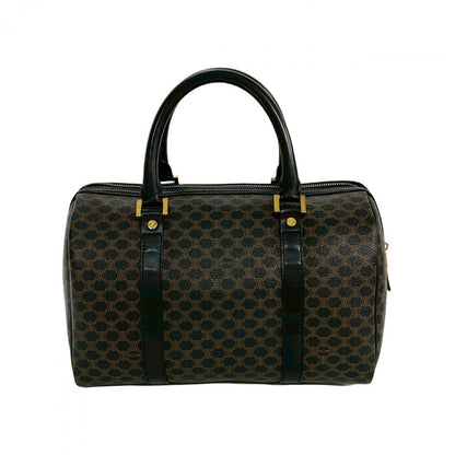 Celine Handbag Leather, Pvc Black Macadam Blason Triomphe Pattern Women