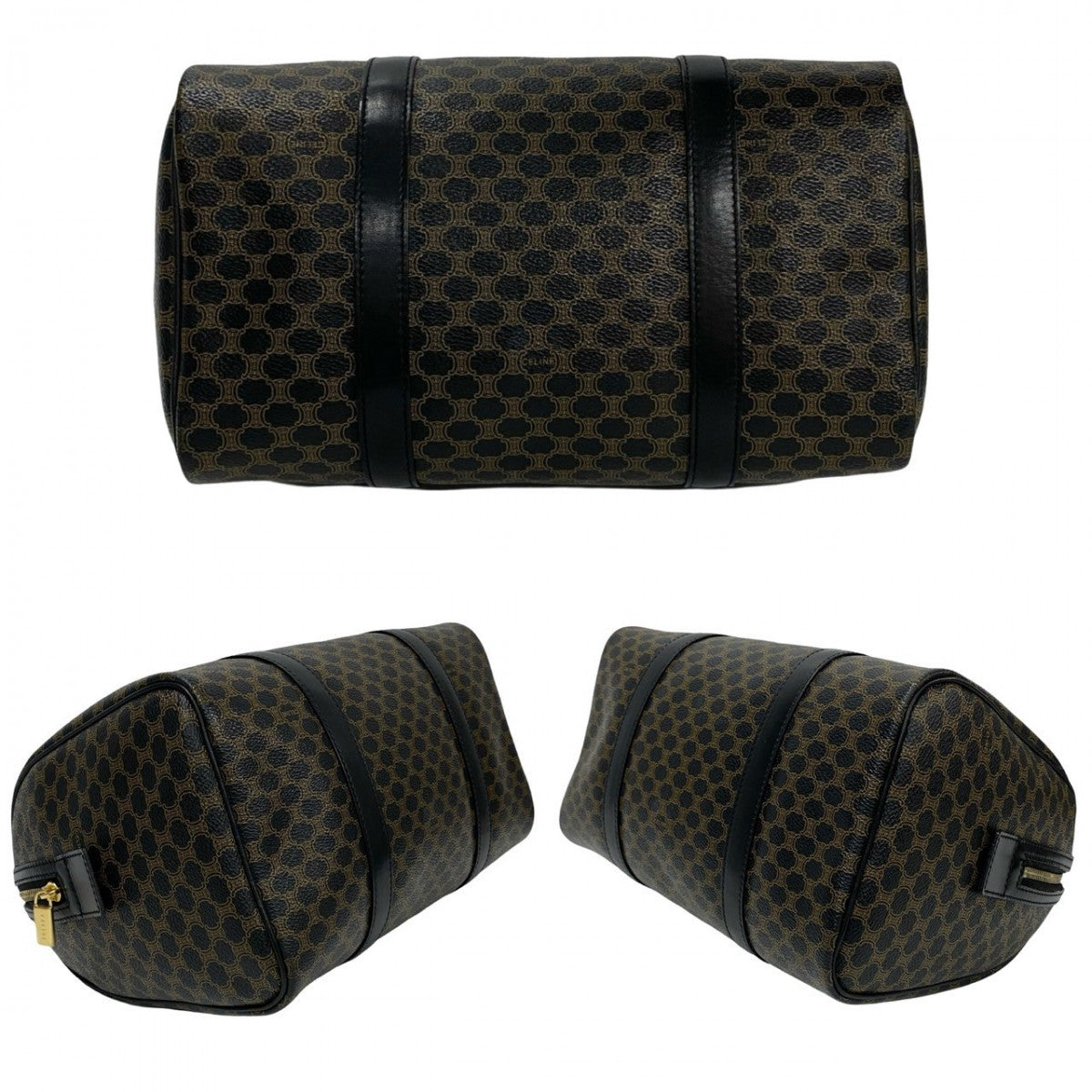 Celine Handbag Leather, Pvc Black Macadam Blason Triomphe Pattern Women